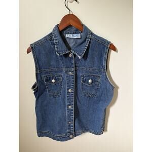 Vintage LA Blues Womens Size Large Jean Vest Jacket Cowboy Western Pockets